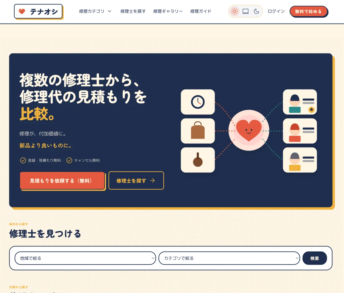 テナオシ - 自社プロダクトのスクリーンショット